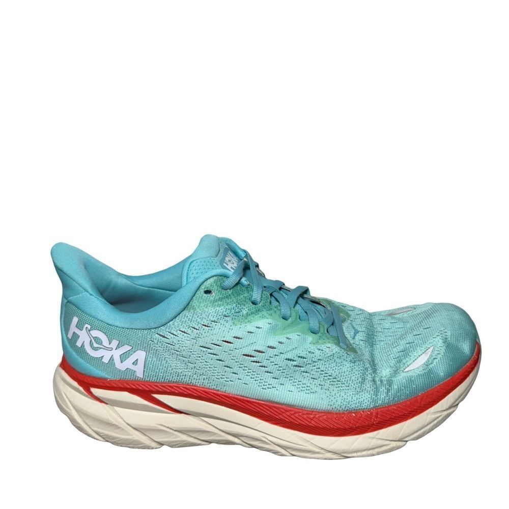 Hoka Clifton 8 Women's Teal and Red Athletic Shoes size 10B